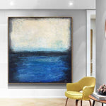 Extra große Original Ocean Wall Art Blue Sea Abstrakte Malerei auf Leinwand Acrylmalerei auf Leinwand | SEA HORIZON