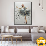 Original Ballerina Gerahmtes Gemälde Bunte Ballett Wandkunst Abstract Impasto Kunstwerk für Raumdekoration | BALLERINA ANNA 102x76 cm