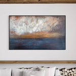 Original Meereslandschaft Ölgemälde Bunter Sonnenuntergang Wandkunst Strukturierte Kunstwerke Ozean für Wohnkultur | SEA HAZE
