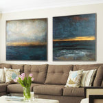 Original Oversized Painting Blue Painting Grey Painting Ocean Painting Sunset Painting 2 Stück | NATURAL POWER