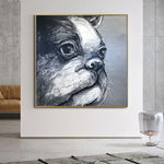 Abstrakte Bulldogge Malerei auf Leinwand Einfarbig Hund Kreativ Tier Kunstwerk Original Französische Bulldogge Ölgemälde für Raumdekoration | BULLDOG BENNY