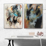 Set von 2 Gemälden Abstrakte bunte Malerei Canvas Diptyching Wandkunst neutrale Kunstwerke Pastellfarben auf Leinwand Moderne Wandkunst | DAY VS NIGHT
