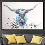 Büffel Painting Wildlife Wall Art Büffel Art Bison Painting Großes Ölgemälde | LONGHORN