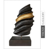 Abstract Gerippt Oval Holzskulptur Schwarze Tischstatue Original Holzfigur Desktop Kunst für Zimmer | GOLDEN RATIO 40x26 cm - Trend Gallery Art | Original abstrakte Gemälde
