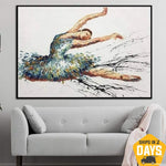 Großes abstraktes Öl-Ballerina-Gemälde, Mädchen, tanzendes Gemälde, pastos, Original-Gemälde auf Leinwand, Kunstwerk, Wanddekoration | BALLERINA LIVIE 50x70 cm