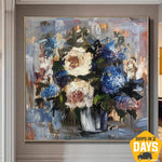 Große abstrakte Blumen Bouquet Gemälde auf Leinwand Original Acryl Fine Art moderne Wandkunst | FLOWERS BOUQUET FOR BELOVED 117x117 cm