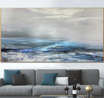 Original Ozean Landschaft Gemälde auf Leinwand Abstraktes Marine Wandkunst Strukturierte Malerei Handgemacht Kunst für Raumdekoration | TROUBLED OCEAN