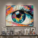 Übergroßer Rahmen Wandkunst Auge Gemälde Buntes Gemälde Abstraktes Acrylgemälde Modernes Gemälde auf Leinwand | THE SEEING EYE