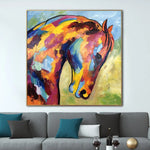Große Original-Pferdegemälde auf Leinwand, bunte Ölgemälde, Tierwandkunst, Bürodekoration, moderne strukturierte Malerei | RAINBOW HORSE