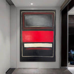 Mark Rothko-Stil Originalgemälde auf Leinwand, moderne Kunst in Rot, Schwarz und Weiß, abstrakte Acrylmalerei für Büro-Wanddekoration | RED SUNSET