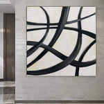 Original Schwarz-Weiß-Leinwand-Kunst Abstrakte Formen Kunst Ölgemälde Moderne Original-Gemälde Schwarz-Weiß-moderne Kunst | SERPENTINE LINES