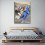 Original Hund und Spielzeug Porträt vom Foto Tier Bunte Haustier Wandkunst Dekor für Schlafzimmer | PAINTING FROM PHOTO #67