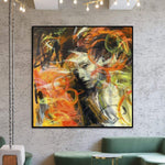 Original bunte abstrakte Frau Gemälde auf Leinwand Original Acryl Wandkunst moderne menschliche Kunst | FIERY SOUL