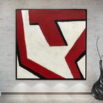 Große abstrakte rote Linien Gemälde auf Leinwand 20. Jahrestagsgeschenk minimalistische Kunst 40x40 moderne Wandkunst Bibliothek Dekor Wohnwärme Geschenk | CHAOTIC WAYS