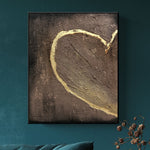 Großes abstraktes Herz-Gemälde auf Leinwand braune Wandkunst handgemalte Kunst pastose Malerei romantisches Geschenk Paare Kunstwerk | LOVE IS COMING