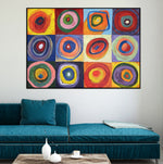 Abstrakte Kreise Moderne Bunte Kunst im Kandinsky Stil Original Formen Gemälde auf Leinwand für Zimmer | PLANETS COLOR