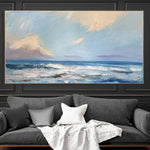 Groß Meer Landschaft Gemälde auf Leinwand Abstraktes Ozean Wandkunst Handgemacht Strukturierte Malerei Marine Kunst für Raumdekoration | SEA SERENITY