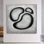 Abstrakte Kreise Gemälde auf Leinwand Minimalistische Schwarz-Weiß-Kunst Moderne Geometrische Malerei Strukturierte Kunst Abstrakte Formen Wanddekor | BUBBLES