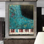 Übergroße Wandkunst Klavier Abstrakte Malerei Zeitgenössische Kunst Acrylmalerei Moderne Blaue Wandkunst Textur Malerei | MIRACLE SOUNDS