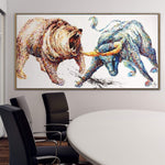 Abstrakte Stier- und Bärenmalerei Börse Büroeinrichtung Wall Street Büromalerei | BULL VS BEAR