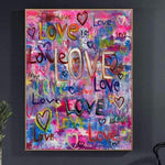Große Original Acryl abstrakte Herzen Malerei Leinwand Kunstwerk Liebe Wandkunst | LOVE ART