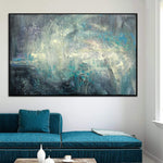 Extra große Wandkunst Blaue Gemälde auf Leinwand Abstrakte Malerei Moderne Malerei Gerahmte Wandkunst Gemälde | IMAGINE