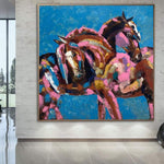 Abstrakte Pferd Gemälde Liebe Leinwand Kunst Geschenk Für Paare 50x50 Pferd Liebhaber Geschenk Expressionistische Kunst Acrylmalerei Bunte Wandkunst | ROMANTIC DATE