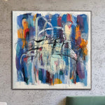 Abstrakte bunte Malerei auf Leinwand in blau, orange und weißen Farben strukturierte Malerei moderne Kunst Öl handgefertigt Kunstwerk | BLUE DREAMS