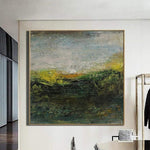 Landschaftsgemälde auf Leinwand Große Abstrakte Gemälde Moderne Grüne Gemälde Original Wandkunst Zeitgenössische Wanddekor | GREEN LAWN