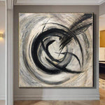 Übergroße Ölgemälde auf Leinwand Schwarz-Weiß-Kunst-Acryl-Malerei | ABYSS