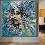 Extra großes Ölgemälde auf Leinwand Frau Gesicht Gemälde auf Leinwand Kunst moderne blau Wandkunst Original menschliche Kunst | TEARS OF WOMAN