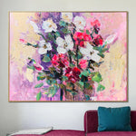 Großes ursprüngliches abstraktes Blumen-Malerei auf Segeltuch-bunte Blumen-Kunst-strukturierte Malerei-Acryl-Ölgemälde| FLORAL REFLECTION