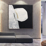 Schwarz-Weiß-Malerei abstrakte minimalistische Wandkunst Monochrome Malerei Original strukturierte Malerei auf Leinwand moderne Wand-Kunst-Dekor | WHITE SPOT