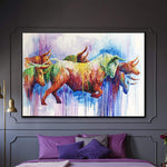 Große abstrakte Kuh-Malerei auf Leinwand bunte Kunst-moderne Wand-Kunst | ENCIERRO