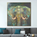 Große originale abstrakte Elefant-Gemälde auf Leinwand, moderne zeitgenössische Kunst, strukturiertes Ölgemälde, Tiermalerei | GIANT