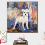 Abstrakte Schnauzer Malerei auf Leinwand Tier Wandkunst Lebendige Kunstwerk Hund Malerei 40x40 Art Custom Pet Painting Wall Decor | MINIATURE SCHNAUZER