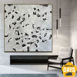 Abstrakte Schwarz-Weiß-Gemälde auf Leinwand, Originalgemälde, minimalistisches, handgemaltes Kunstwerk für Wohnkultur | MIND PALACE 102x102 cm