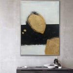 Abstraktes Schwarz-Weiß-Gemälde auf Leinwand Gold Wandgemälde Zitronenstillleben Gemälde Individuelles Kunstwerk 40x30 Kunst für Ästhetische Raumgestaltung | LEMON LIFE