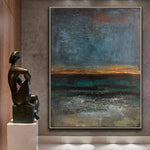Abstrakte Kunst Originalgemälde Sonnenuntergang Horizont | STORMY OCEAN