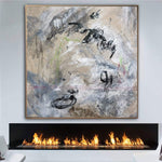 Große abstrakte graue Gemälde auf Leinwand Ästhetische Malerei 40x40 Expressionistische Kunst Acrylmalerei Neue Wohnung Geschenk Minimalistische Kunst | HAZY VISIONS