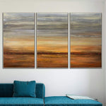 Original Landschaft 3 Gemälde auf Leinwand Orange Gemälde Original Ölgemälde Handgemachte Triptychon Gemälde | ORANGE SUNSET