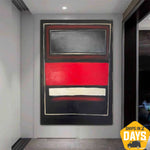 Mark Rothko-Stil Abstrakte Gemälde auf Leinwand, Originalgemälde in den Farben Rot, Schwarz und Weiß, strukturierte Acrylkunst für Bürodekoration | RED SUNSET 137x101 cm