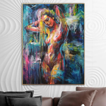 Große abstrakte figurative Kunst Original bunte Sexy Frau Gemälde auf Leinwand strukturierte handgefertigte Malerei moderne lebendige Kunst | LADY RAIN