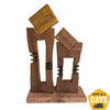 Abstrakte Holzskulptur Kunst Holzstatue Handgeschnitzte Kunst Moderne abstrakte Tischplattenkunst Originaldekor | TWO TOWERS 53x28 cm - Trend Gallery Art | Original abstrakte Gemälde