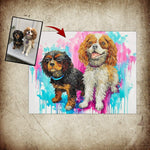 Große Wandkunst benutzerdefinierte Hundeportrait Tiergemälde auf Leinwand bunte Wandkunst Ölgemälde Original gerahmte Kunstwerke zeitgenössische Kunst | PUPPIES