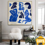 Große abstrakte Matisse Stil Gemälde auf Leinwand minimalistische menschliche Kunst Original handgefertigte Malerei | HEN-PARTY 102x102 cm