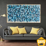 Original abstrakte blaue Malerei auf Leinwand Acryl pastose Malerei Öl handgemalte Kunst moderne strukturierte Malerei | MYSTICAL AIR 58x116 cm