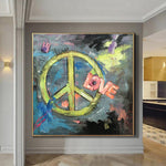 Extra große abstrakte farbenfrohe Gemälde auf Leinwand Moderne Hipster-Kunst-Liebesmalerei Handgemalte Kunst-Ölgemälde | HIPSTER LOVE