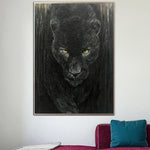Große abstrakte schwarze Panther-Gemälde auf Leinwand, Original-Tierkunst, Wildtier-Wandkunst, moderne schwere strukturierte Malerei | WILD PREDATOR