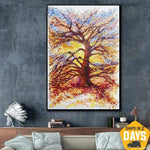 Ölgemälde Original große abstrakte Baummalerei Natur Leinwand Baum realistische Kunst auf Leinwand | AUTUMN TREE 76x50 cm